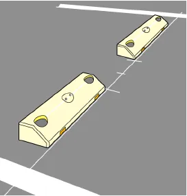 設置予定位置に沿って白線と車止めの配置を確認しているイラスト