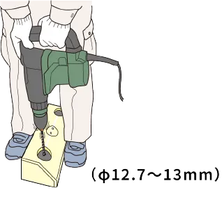 振動ドリルで路面に穴を開けているイラスト