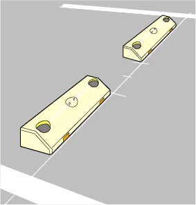 設置予定位置に沿って白線と車止めの配置を確認しているイラスト