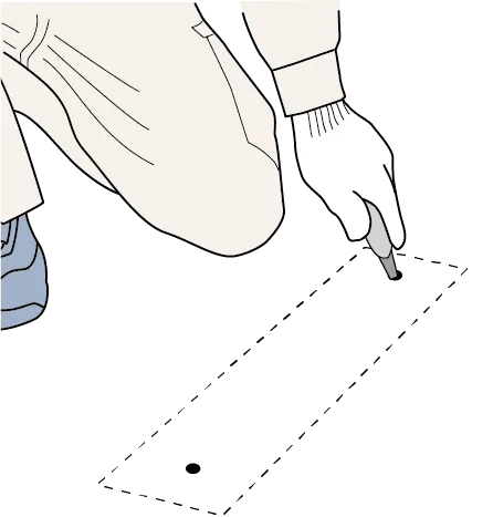 開けた穴の中をブラシで掃除しているイラスト